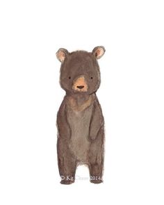 a drawing of a brown bear on a white background