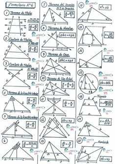 an image of some diagrams for different types of triangles and their corresponding angles on paper