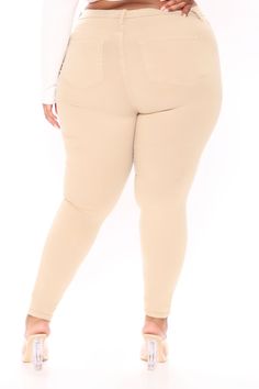 Available In Khaki. High Rise -11 Rise Skinny Jean Faux Front Pockets Functional Back Pockets Super Stretch Fabric 31 Inseam 52% Tencel 36% Cotton 10% Elasterell 2% Spandex Imported | Classic High Waist Skinny Jeans in Khaki size 1X by Fashion Nova Stretch Denim Pants, Curve Jeans, Khaki Fashion, Womens Loungewear, Dark Denim, Say Hi, High Jeans, Denim Pants, Stretch Denim