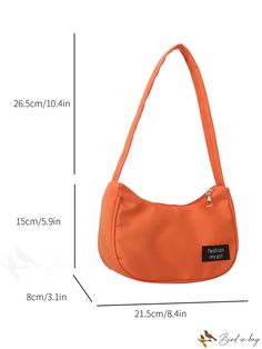 BirdinBag - Versatile Solid One-Shoulder Bag: Stylish Womens Handbag for Every Occasion Trendy Portable Tote Shoulder Bag, Trendy Large Capacity Orange Bags, Casual Orange Handheld Bag, Casual Tote Shoulder Bag, Portable Shoulder Bag For Daily Use, Casual Orange Bag With Zipper Closure, Versatile Shoulder Bag Backpack, Versatile Portable Satchel Shoulder Bag, Casual Double Handle Shoulder Bag