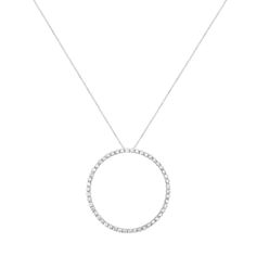 You can't go wrong with this simple and delicate circle pendant necklace. Crafted in cool sterling silver, this pendant features 4ct TDW of diamonds. 50 glistening round cut diamonds line this open circle pendant that dangles from a rope chain and secures with a spring ring clasp. Hoop Necklace, Mastercard Logo, Circle Pendant Necklace, Stylish Watches, Circle Pendant, Live Your Life, Rope Chain, Style Profile, Round Cut Diamond