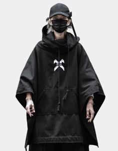 Futuristic cloak - Anagoc Futuristic Ninja, Techwear Ninja, Techwear Cyberpunk, Black Cloak, Technical Clothing, Loose Hoodie, Clothing Details