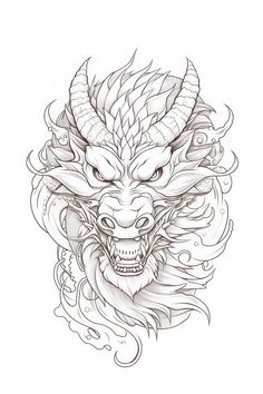 the head of a dragon tattoo design