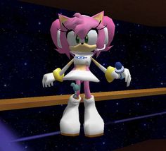 the sonic character is standing in front of a space background