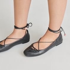 From our For Love & Lemons collab, BEATE is everything we love in a ballet flat—timeless, understated, versatile—and more. Topping her classic silhouette is a lace-up design for maximum feminine impact. Leather Upper Synthetic Outsole Synthetic Lining Leather Sock Imported Everyday Black Leather Ballet Flats, Black Everyday Ballet Flats, Everyday Black Ballet Flats, Elegant Black Ballet Flats For Everyday Wear, Elegant Black Ballet Flats For Everyday, Ballet Flats Black, Leather Socks, Black Ballet Flats, For Love & Lemons