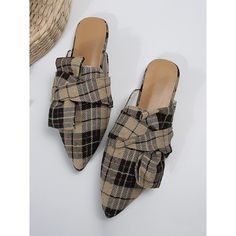 Category:Mules; Upper Materials:Cloth; Embellishment:Bowknot; Heel Type:Flat Heel; Gender:Women's; Toe Shape:Round Toe; Style:Casual,Comfort,Minimalism; Outsole Materials:Rubber; Occasion:Daily; Pattern:Plaid,Check; Listing Date:09/10/2024; Production mode:External procurement; Size chart date source:Provided by Supplier. Womens Clogs And Mules, Shoes For Everyday, Women's Clogs, Casual Flat Shoes, Slip On Mules, Womens Clogs, Casual Flats, Heel Type, Bow Detail