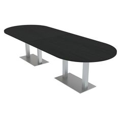 a black table with two silver legs on an isolated white background for display or montage