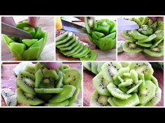 the process of cutting kiwi fruit into slices