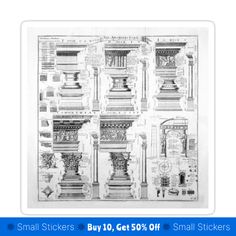 an architectural drawing shows the various types of pillars and columns in different styles, from top to bottom