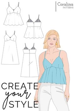 You have two different options to make. A flowy top or an elegant A-Line dress. This design works beautifully with patterned and non-patterned fabrics. #sewing #sewingpattern #toppattern #capsulewardrobe Flowy Top