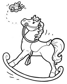 a coloring page with a horse and frog on the sleigh for children to color