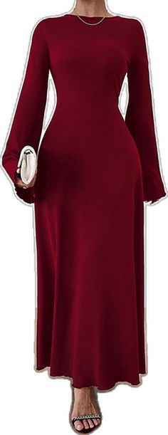 Elegant Solid Color Bell Sleeve Dresses, Elegant Bell Sleeve Solid Dresses, Self Design, Design Fabric, Bell Sleeve Dress, Bell Sleeve, Four Seasons, Sleeve Dress, Bell Sleeves