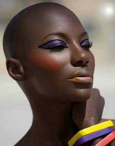 One of our Haitian beauty,  Tico Armand. Purple Makeup, Bald Women, American Woman, Editorial Makeup, Beautiful Makeup, Makeup Art