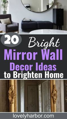 20 Mirror Wall Decor Ideas To Brighten Your Home Mirror Wall Design, Mirror Over Fireplace, Round Mirror Frame, Decorative Bathroom Mirrors, Mirror Collage