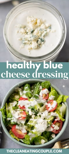 healthy blue cheese dressing recipe in a bowl