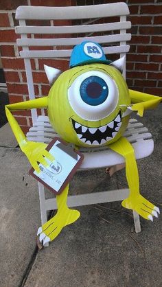 a chair that has a monster on it