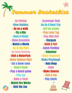 the summer bucket list for kids