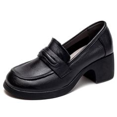 These loafers are designed in a timeless, minimal silhouette, so you'll be sure to wear them often. Made from soft leather, soft bottom that ensure all-day comfort. Wear yours with tailoring and denim alike. Color: Brown/BlackMaterial: CowhideLining: Genuine LeatherInsole: Genuine LeatherSole: RubberHeels: 5cm/1.97"Fit: Medium to Wide, Runs Normal.Origin: Made in China Production Time: About 3-5days (Any exceptional case will email you, Please pay attention to your email left) Shipping Time: Fre Low Heel Platform Loafers With Leather Sole For Office, Office Platform Loafers With Low Heel And Leather Sole, Office Platform Loafers, Low Heel Platform Loafers With Rubber Sole For Office, Office Platform Loafers With Low Heel And Rubber Sole, Closed Toe Platform Loafers For Office, Closed Toe Platform Loafers For Work, Leather Low Heel Loafers For Office, Black Platform Loafers For Business In Fall