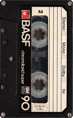 an old black and white cassette with the words base on it