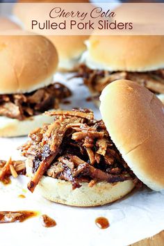 pulled pork sliders with barbecue sauce on top