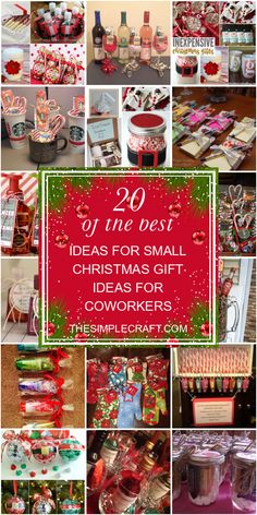 christmas gift ideas for coworkers with text overlay that reads 20 of the best ideas for small christmas gifts for coworkers