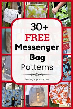 free messenger bag patterns with the title overlay that reads 30 free messenger bag patterns