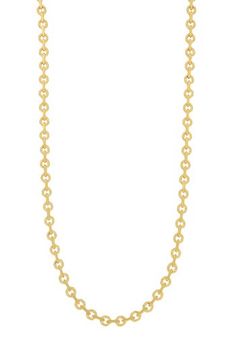 Delicate, etched links lend light-reflecting shine to this handcrafted chain necklace forged from Italian 14-karat gold. 18" length 14k gold Made in Italy Yellow Gold Oval Link Rolo Chain Necklace, Yellow Gold Necklace With Oval Link Rolo Chain, Gold Oval Rolo Chain Necklace, 14k Yellow Gold Necklace With Rolo Chain, 14k Yellow Gold Cable Chain Necklace, Yellow Gold Cable Chain Link Necklace, Luxury Gold Rolo Chain Necklace, Gold Chain Necklace With Rectangular Rolo Links, Gold Rolo Chain Necklace With Rectangular Links