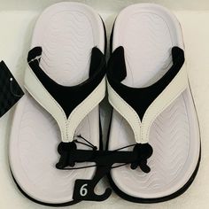 Hightail Flip Flops Size 9 Black & White Athletic Works Women's Slip On Lightweight Wipe Clean White Sandals With Arch Support For Outdoor, White Sporty Sandals With Arch Support, Casual White Sandals With Arch Support, Athletic Women, Woman Colour, Women's Shoes Sandals, Flip Flops, Shoes Sandals, White Black