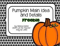 pumpkin main idea and details freebie