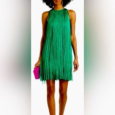 New With Tags. Never Worn. Sleeveless Mini Dress Designed With A Racer Neckline And Twirl-Ready Cascade Of Herve Leger’s Signature Fringe. Color: Jade. Green Sleeveless Mini Dress For Evening, Green Knee-length Sleeveless Evening Dress, Green Knee-length Sleeveless Dress For Evening, Silk Sleeveless Dress For Spring Party, Silk Sleeveless Party Dress, Glamorous Green Sleeveless Mini Dress, Glamorous Green Silk Dress, Green Silk Sleeveless Mini Dress, Green Sleeveless Silk Mini Dress