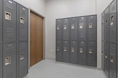 the lockers are all lined up and ready for someone to put their belongings in