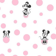 mickey and minnie mouse wallpaper with pink polka dots