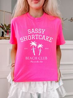 Sassy Beach Club Pink Preppy Bow Tee | Sassy Shortcake Boutique Sassy Shortcake, Pink Preppy, Summer Shopping, Closet Remodel, Pink T Shirt, 12th Birthday, Birthday List, Club Shirts, Graphic Apparel