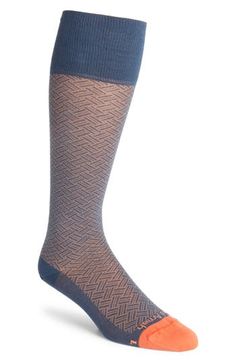 A sophisticated pattern elevates the style of mercerized pima cotton–blend dress socks made with graduated compression that promotes healthy legs. Pima cotton/nylon/spandex Machine wash, line dry Made in Peru Black Owned/Founded Slip-resistant Stretch Workout Socks, Functional Slip-resistant Gym Socks, Healthy Legs, Non-slip Stretch Cotton Socks, Supportive Compression Socks, Breathable, Blue Non-slip Stretch Socks, Cotton Blends Dress, Dress Socks, Pima Cotton