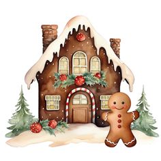 a gingerbread house is decorated with christmas decorations