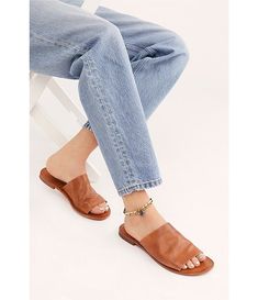 Free People Vicente Leather Slide Sandals | Dillard's Olive Lounge, Striped Lounge Pants, Sandals Outfit, Free People Shoes, Leather Slide Sandals, Slide On, Fall Shoes, Wrap Sweater, Leather Slides