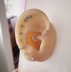 there is a fake ear with diamonds on it