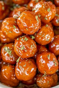 sweet and spicy meatballs in a white bowl with the words, how to make sweet and spicy meatballs