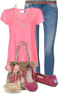 TOMS PINK MOROCCAN CUTOUT WOMEN'S BALLET FLATS Stitch Fix Outfits, Looks Chic, Pink Shirt, Outfits Casuales, Spring Summer Fashion, Farmer, Spring Fashion, Style Me, What To Wear