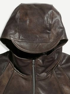 Editor's NotesThis is a leather jacket 86d that is made out of 100% authentic sheepskin leather. It can be styled with various items for a trendy and casual look.- Hoodie with guard- Raglan sleeves- Piping detailsMeasurements (in.)S / M / L- Shoulder + Sleeve Length: 31.69 in. / 32.09 in. / 32.48 in.- Chest: 26.77 in. / 27.56 in. / 28.35 in.- Length: 27.56 in. / 27.95 in. / 28.35 in.Composition & Care- Shell: Sheepskin 100%, Lining: Polyester 52% Viscose Rayon 48%- Refer to care labelDesigne Fitted Leather Hooded Jacket For Streetwear, Leather Outerwear With Double-lined Hood, Rugged Brown Leather Jacket For Winter, Leather Jacket With Double-lined Hood, Leather Jacket With Detachable Hood For Fall, Fall Leather Jacket With Detachable Hood, Winter Leather Biker Jacket With Double-needle Stitching, Vintage Brown Leather Biker Outerwear, Urban Brown Leather Jacket