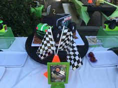 a table topped with lots of food and decorations