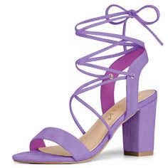 Shop Allegra K for open toe ankle lace up block high heel sandals you are looking for, get more women's chunky heel for yourelf. Order now! Free Returns! Homecoming Shoes, Block High Heels, Sandals Chunky, Purple Sandals, Lace Up Block Heel, High Heels Sandals, Back To College, Womens Chunky Heels, Block Heel Shoes