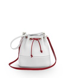 White/Cayenne Small Bucket Bag, Shoe Repair Shop, Breezy Style, Mini Bucket Bag, Leather Colors, Small Buckets, Mini Bucket Bags, Mini Bucket, Shoe Repair