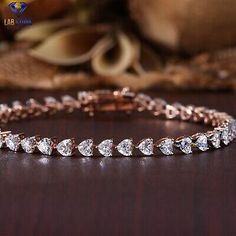 ad eBay - 4.44 TDW Heart  Cut Diamond Tennis Rose Gold Bracelet EF Color VS Clarity - Buy Now, click the link (eBay) Heart Shaped Diamond, Rose Gold Bracelet, Pink Diamond, Diamond Bracelets, Bracelets And Charms, Fashion Watches, Diamond Bracelet, Heart Shapes, Jewelry Watches