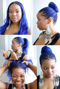 Δ•Pinterest: evadivaa1• || Blue Braids, Individual Braids, Micro Braids, Beautiful Braids, Girls Braids, African Braids, African Hairstyles, Love Hair