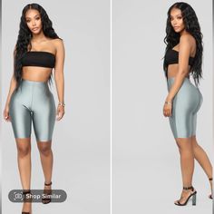 Sold Out On Fashionnova Website! New With Tags Color- Silver Silver Stretch Bottoms Short Length, Summer Mid-thigh Length Biker Shorts For Night Out, Silver Fitted Shorts For Night Out, Silver Bottoms For Night Out, Short Length, Silver Short Bottoms For Night Out, Silver Short Length Bottoms For Night Out, Silver Bottoms With Built-in Shorts, Silver Stretch Bottoms For Summer, Trendy Silver Short Bottoms