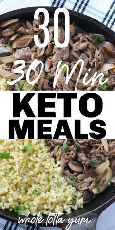 the 30 minute keto meal is ready to be eaten and served in a cast iron skillet