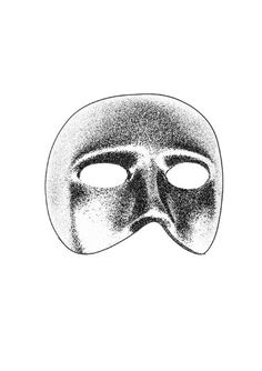 a black and white drawing of a masqueradee mask on a white background