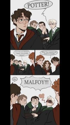 harry potter and his friends are talking to each other in the same comic strip,