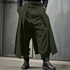 SPECIFICATIONS Brand Name: INCERUN Applicable Season: Four Seasons Origin: Mainland China CN: Guangdong Material: POLYESTER Applicable Scene: CASUAL Pant Style: Wide leg pants Style: Casual Model Number: Men's Pleated Loose Casual Pants Thickness: midweight Waist Type: MID Decoration: none Gender: MEN Item Type: full length Place Of Origin: China (mainland) Closure Type: Elastic Waist Fabric Type: Broadcloth Length: full length Front Style: Pleated Fit Type: LOOSE Color: Black,Gray,Green,Khaki Size: S,M,L,XL,2XL,3XL,4XL,5XL,Plus Size Type: Men Solid Color Irregular Trousers Style: Pantalones Hombre Wholesale,Dropshipping: Welcome Fabric Material: 100%Polyester Choice: yes semi_Choice: yes {custom} Size:S,M,L,XL,2XL,3XL,4XL,5XLFabric Material:100%PolyesterColor:BlackOccasion:LeisurePattern: Wide Leg Trousers Men, Incerun Men, Casual Pants Style, Layered Design, Trouser Style, Pantalon Large, Green And Khaki, Mens Streetwear, Mens Trousers